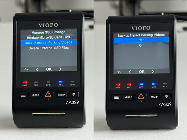 Added Backup Impact Parking Videos Settings