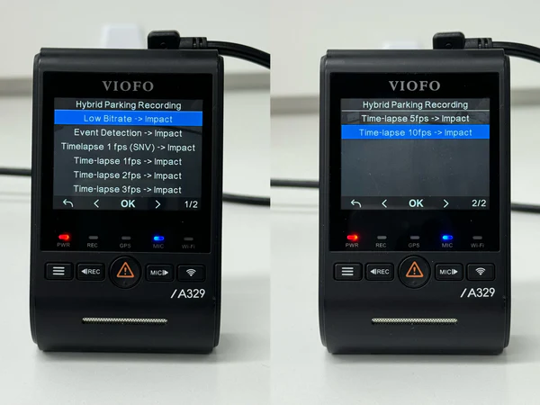 Hybrid parking recording sub-options