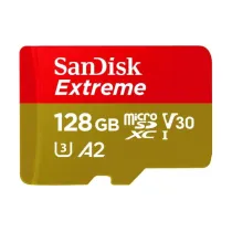 بطاقة ذاكرة سانديسك اكستريم 128 جيجا microSDXC سريعة لتصوير 4K UHD في كاميرات السيارات والدرون.