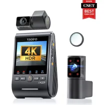 كاميرا داش كام VIOFO A329S 3CH أفضل داش كام حسب تقييم CNET كاميرا أمامية بدقة 4K وخلفية 2K وداخلية بعدسة عين السمكة 2K مع مستشعرات Sony STARVIS 2