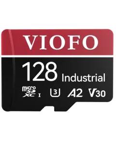 Viofo 128GB high-endurance microSDXC UHS-I memory card, optimized for 4K UHD dash cam video and extreme temperature resistance.