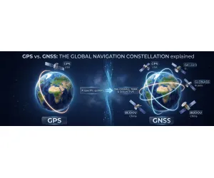 رسم بياني يوضح الفرق بين تتبع GPS و GNSS من حيث التغطية والدقة